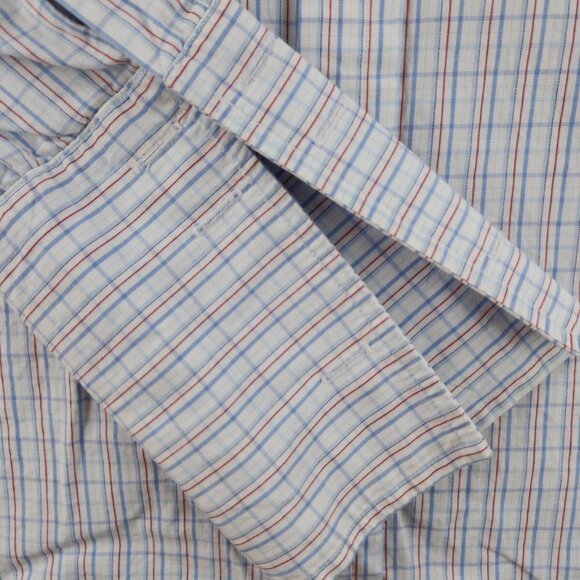 Thomas Pink Long Sleeve Button Up Cotton Red White Blue Check 15.5 34 Men French - Picture 15 of 15